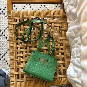 Simon Miller Green Crocodile-Embossed Crossbody Bag